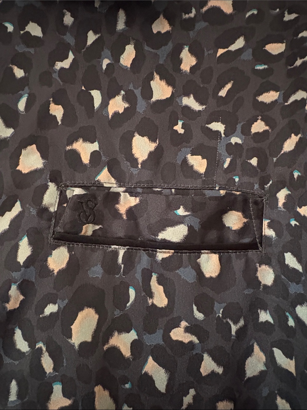 Victoria's Secret Black Printed Button-Front Pajama Set with Pink Accents - Picture 4 of 11